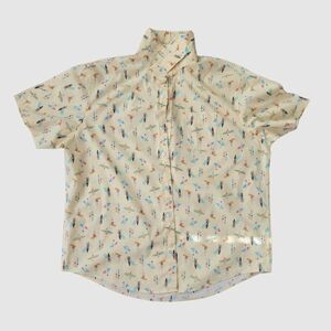 Lands' End Men's Cream Patterned Button Down Shirt